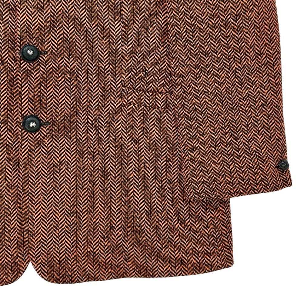 RARE Versace Istante Vintage Orange & Red Herringbone Blazer Jacket sz 54 - Picture 4 of 10